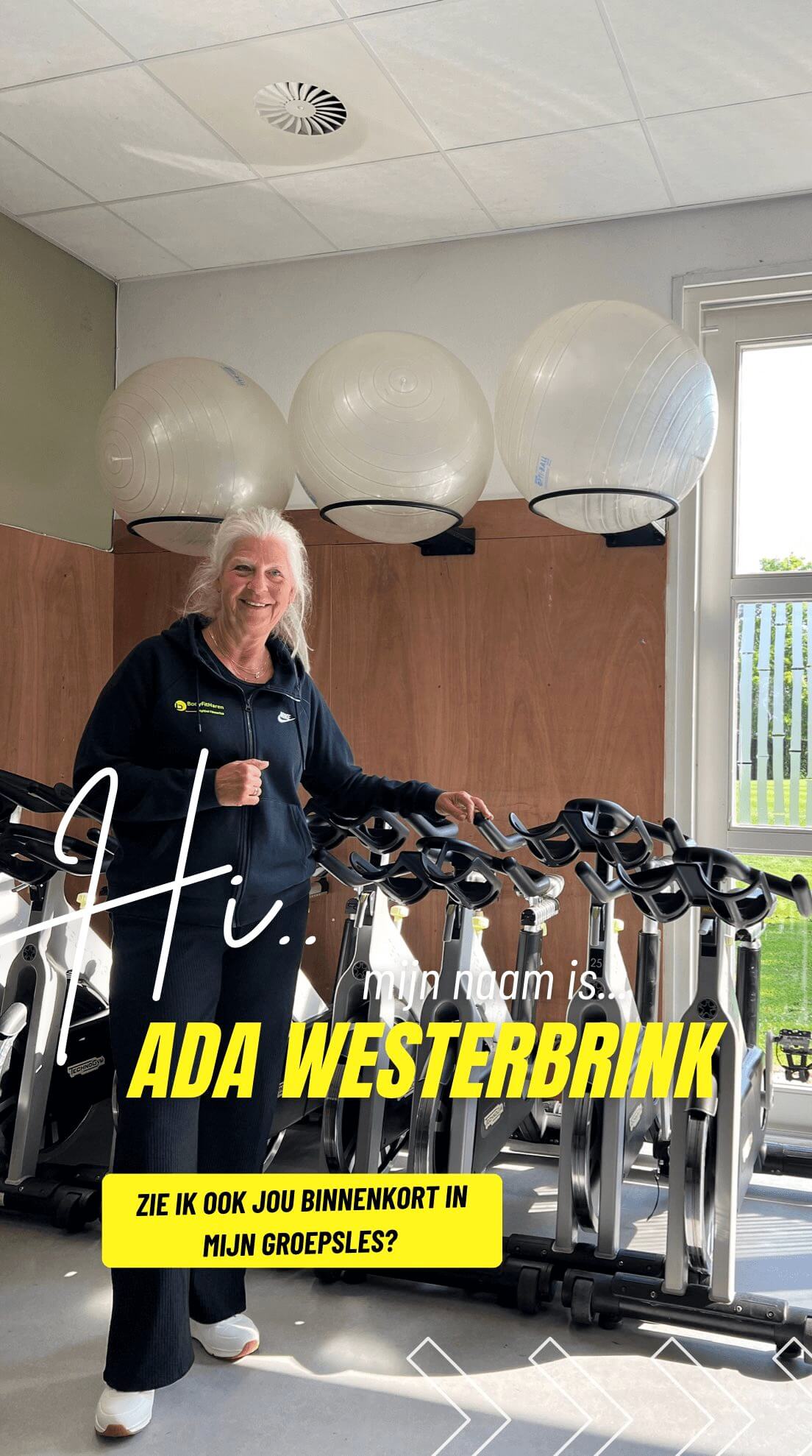Ada Westerbrink Portret van Ada Westerbrink. Operationeel medewerker en groepslesinstructrice.