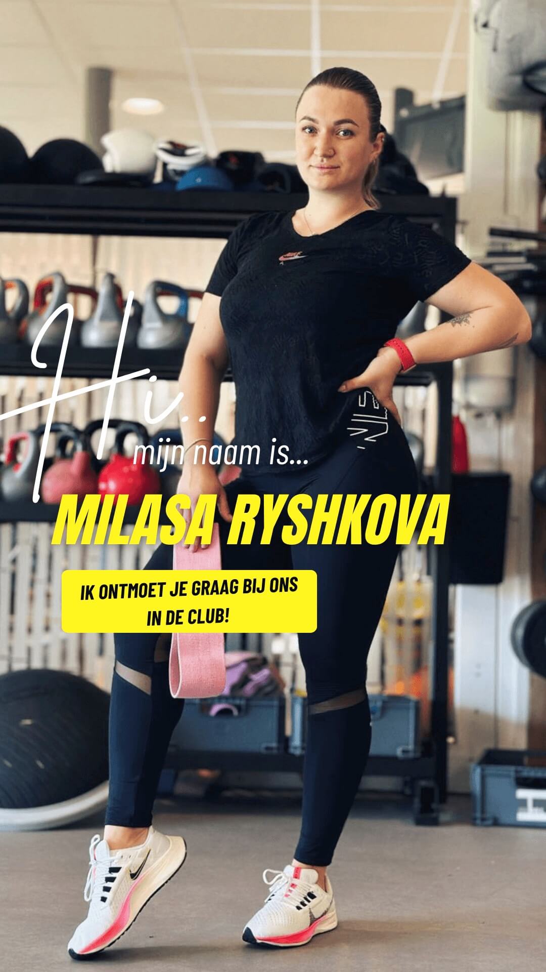 Milasa Ryshkova Portret van Milasa Ryshkova. Operationeel medewerker, personal trainer en groepslesinstructrice.
