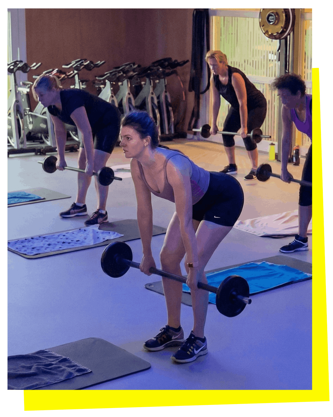 een breed scala aan sporten, waaronder pump, pilates, spinning en yoga